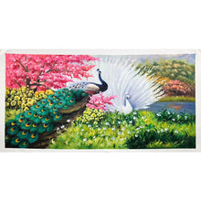 Load image into Gallery viewer, 100% Hand Painted Peacock Flower Art Oil Painting On Canvas Wall Art Frameless Picture Decoration For Live Room Home Decor Gift