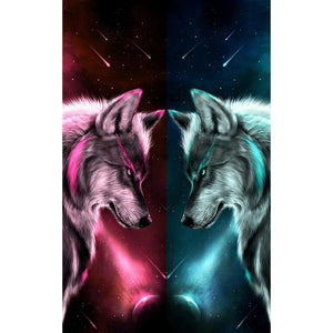 5D DIY Diamond Painting Animal Cross Stitch Couple Wolf Diamond Embroidery Full Round Drill Rhinestone Mosaic Painting Home Gift