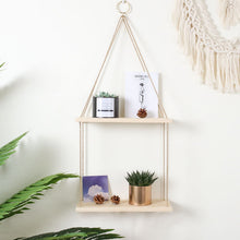 Load image into Gallery viewer, Twine Wooden Wall Shelf Flower Pot Racks Storage Rack Room Storage Organizer Hanging Swing Shelf Home Wall Decor Crafts - SallyHomey Life's Beautiful