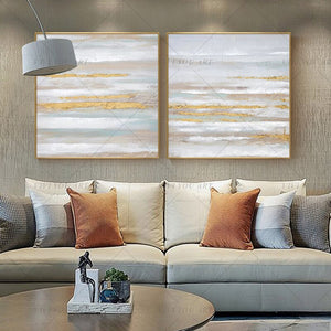   100% Hand Painted White Golden Sky Abstract Painting  Modern Art Picture For Living Room Modern Cuadros Canvas Art High Quality