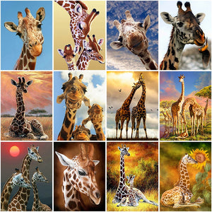 5D Diamond Painting Cross Stitch DIY Giraffe Full Round Drill Daimond Embroidery Rhinestone Kits Mosaic Animal Wall Art - SallyHomey Life's Beautiful