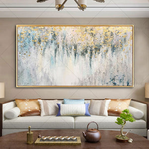 100% Hand Painted Art Colorful Gray White Blue Light Oil Painting  Canvas For Room Decor Modern  100% Handmade Abstract Picture  Painting