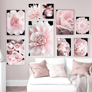 Pink Petal Dahlia Daisy Rose Nature Plant Nordic Posters And Prints Wall Art Canvas Painting Pictures For Home Design Bedroom - SallyHomey Life's Beautiful