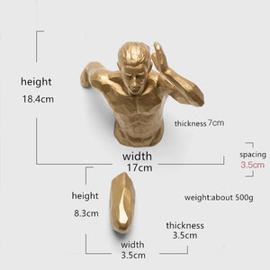 Creative Statue Running Man Racing Against Time Fgurine Wall Decoration Emboss 3D Figures Wall Hanging Sculpture Ornament - SallyHomey Life's Beautiful