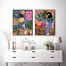 Load image into Gallery viewer, Abstract Fashion Vintage Girl Plant Dog Wall Art Canvas Painting Nordic Posters And Prints Wall Pictures For Living Room Decor - SallyHomey Life&#39;s Beautiful
