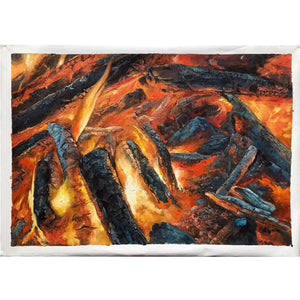 100% Hand Painted Realistic Bonfire Art Oil Painting On Canvas Wall Art Frameless Picture Decoration For Live Room Home Decor