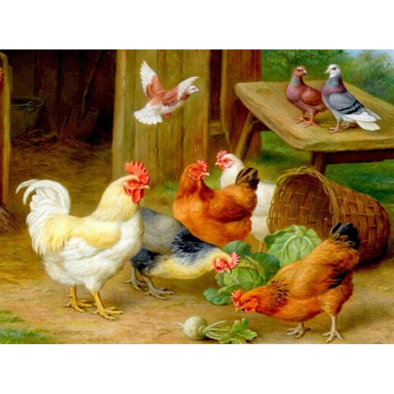 5D DIY Diamond Painting Cross Stitch Full Round Drill Animal Chicken Family Diamond Embroidery Rhinestones manual art Decor Gift - SallyHomey Life's Beautiful