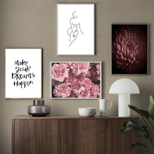 Flower Abstract Painting Sexy Naked Girl Wall Art Print Canvas Painting Nordic Posters And Prints Wall Pictures For Living Room - SallyHomey Life's Beautiful