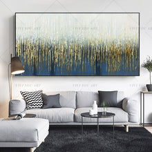 Load image into Gallery viewer, 100% Hand Painted Green Blue Grass Gold Abstract Painting  Modern Art Picture For Living Room Modern Cuadros Canvas Art High Quality