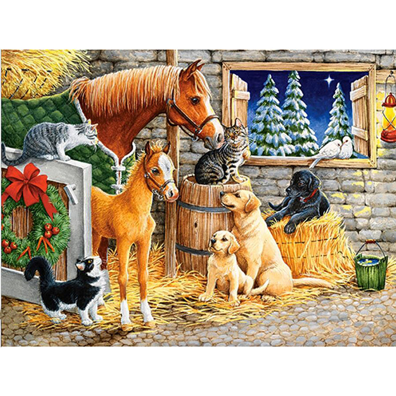 5D Diamond Painting Farm Animals Horse Dog Cat Full Drill Round Rhinestone DIY Mosaic Diamond Embroidery Cross Stitch Kits Gift - SallyHomey Life's Beautiful