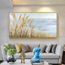 Load image into Gallery viewer,   100% Hand Painted Gold Wheat Sea Painting  Modern Art Picture For Living Room Modern Cuadros Canvas Art High Quality