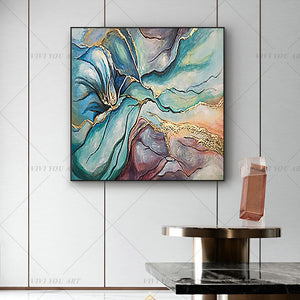   100% Hand Painted Fantasy Color Green Abstract Painting  Modern Art Picture For Living Room Modern Cuadros Canvas Art High Quality