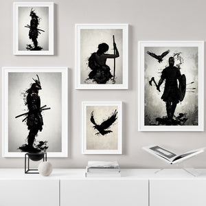 Armored Japanese Samurai Warrior Vintage Wall Art Canvas Painting Nordic Posters And Prints Wall Pictures For Living Room Decor - SallyHomey Life's Beautiful