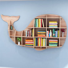 Load image into Gallery viewer, Solid Wood Wall-mounted Rack Partition Storage Shelf Whale Shape Background Wall Cabinet Shelves Store Home Decorations