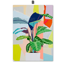 Load image into Gallery viewer, Colorful Abstract Monstera Leaves Wall Art Canvas Painting Nordic Posters And Prints Plants Wall Pictures For Living Room Decor - SallyHomey Life&#39;s Beautiful