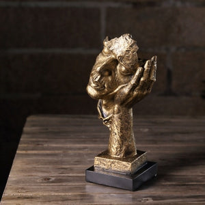 Nordic Abstraction Home Artwork Statue Silence Is Gold Thinker Sculpture Resin Cabochon Retro Ornaments Office Desk Decoration