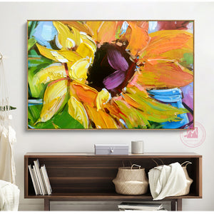Abstract painting oil sunflower painting canvas decorative art decor flower pictures for living room wall cuadros para sala - SallyHomey Life's Beautiful