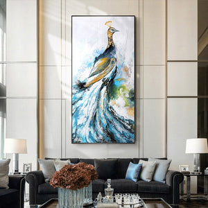100% Hand Painted Abstract Bird Art Oil Painting On Canvas Wall Art Frameless Picture Decoration For Living Room Home Decor Gift