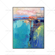 Load image into Gallery viewer, 🔥 🔥 100% Hand Painted Multi-Color Brush Blue Abstract Painting  Modern Art Picture Living Room Modern Cuadros Canvas Art High Quality