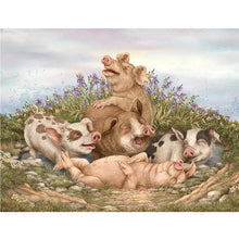 Load image into Gallery viewer, DIY 5D Diamond Painting Pig Animal Cross Stitch Diamond Embroidery Full Round Drill Mosaic Rhinestone Kid Gift Farm Pigs Decor