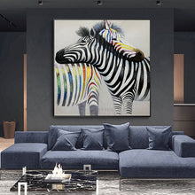 Load image into Gallery viewer, 100% Hand Painted Color Zebra Couple Abstract Modern Art Picture For Living Room Modern Cuadros Canvas Art High Quality