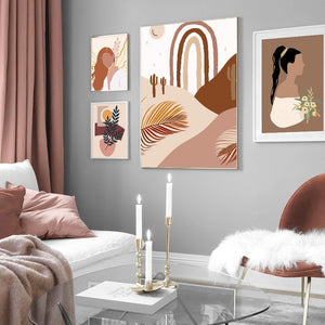 Fashion Woman Vintage Girl Abstract Leaf Wall Art Canvas Painting Nordic Posters And Prints Wall Pictures For Living Room Decor - SallyHomey Life's Beautiful