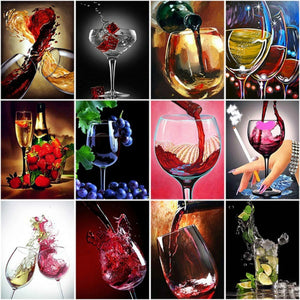 DIY 5D Diamond Painting Woman Red Wine Glass Diamond Embroidery Cross Stitch Rhinestone Full Round Drill Mosaic Home Decor