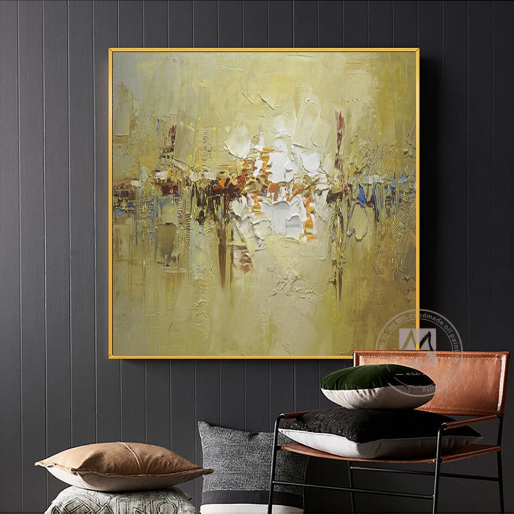 Large abstract modern art golden wall peinture oil on canvas painting handmade home decor living room decoration home design - SallyHomey Life's Beautiful