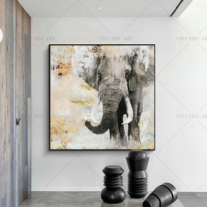 100% Hand Painted Big Animal Elephant Abstract Painting  Modern Art Picture For Living Room Modern Cuadros Canvas Art High Quality