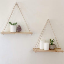 Load image into Gallery viewer, Hanging Wooden Plant Decorative Shelf  Storage Rack Wall Rope Decorative Shelves Bedroom Living Room Office Decoration Crafts