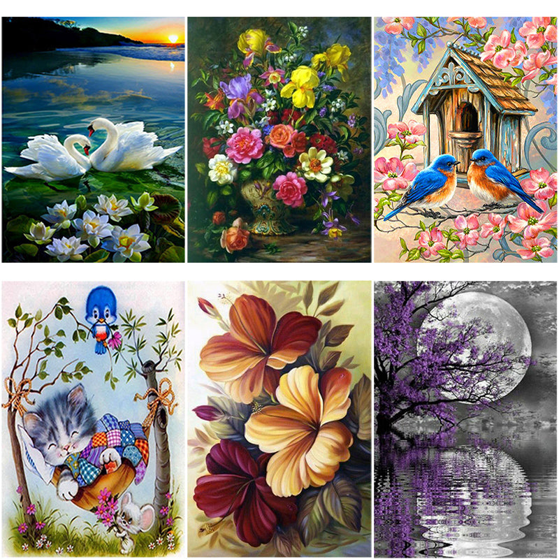 DIY 5D Diamond Painting Flower Cross Stitch Landscape Waterfall Diamond Embroidery Full Round Drill Mosaic Rhinestone Home Decor - SallyHomey Life's Beautiful