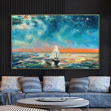 Load image into Gallery viewer, 100% Hand Painted White Ship Blue Sea Abstract Painting  Modern Art Picture For Living Room Modern Cuadros Canvas Art High Quality
