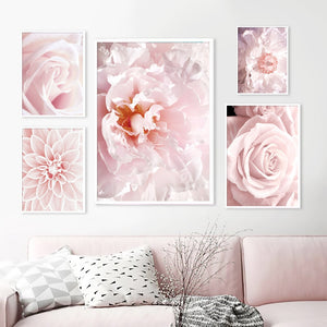 Pink Dahlia Blooming Rose Peony Nature Plant Nordic Posters And Prints Wall Art Canvas Painting Pictures For Home Design Bedroom - SallyHomey Life's Beautiful