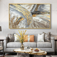Load image into Gallery viewer, 100% Hand Painted White Golden Gray Abstract Painting  Modern Art Picture For Living Room Modern Cuadros Canvas Art High Quality