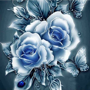 5D DIY Diamond Painting Blue Flower Full Round Drill Embroidery Dragon Cross Stitch Mosaic Painting Rhinestones Home Decor Gift