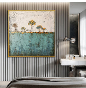 Hand painted  Abstract painting on canvas paintings for living room wall landscape tree green vintage pictures on the wall - SallyHomey Life's Beautiful
