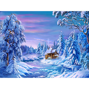 DIY 5D Diamond Painting Winter Snow Scenery Diamond Embroidery Landscape Cross Stitch Full Round Drill Rhinestone Art Home Decor - SallyHomey Life's Beautiful
