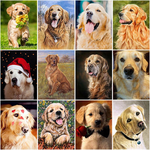 5D Diamond Painting Dog Full Drill Round Diamond Embroidery Animal Cross Stitch Kits Mosaic Rhinestones Art Wall Decor - SallyHomey Life's Beautiful
