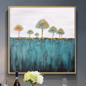 100% Hand Painted Abstract Trees Art Oil Painting On Canvas Wall Art Frameless Picture Decoration For Live Room Home Decor Gift