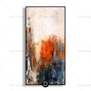 100% Hand Painted Colorful Abstract Crane Orange Gray Blue Sheet Oil Painting  Canvas For Room Decor Modern  100% Handmade Picture  Painting