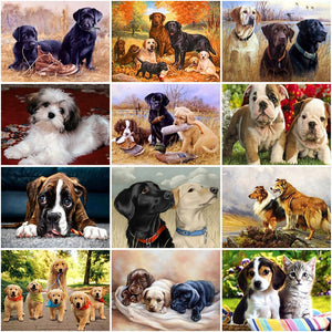 Diy Dog 5D Diamond Painting Cross Stitch Full Round Drill Diamond Embroidery Mosaic Rhinestone Handmade Gift Home Decor