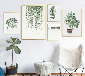 Scandinavian Style Tropical Plants Poster Green Leaves Decorative Picture Modern Wall Art Paintings for Living Room Home Decor - SallyHomey Life's Beautiful