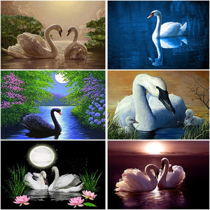 DIY 5D Diamond Painting Swan Landscape Full Round Diamond Embroidery Animal Mosaic Rhinestones Cross Stitch Picture Home Decor - SallyHomey Life's Beautiful