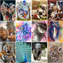 Load image into Gallery viewer, 5D Diamond Painting Cat Peacock Diamond Embroidery Tiger DIY Mosaic Full Round Rhinestones Cross Stitch Kits Horse Home Decor - SallyHomey Life&#39;s Beautiful