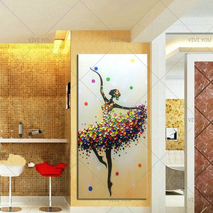 Handmade Paintings Ballet Dancer Pictures Hand Painted Abstract Knife Oil Painting On Canvas Wall Art For Living Room Home Decor - SallyHomey Life's Beautiful