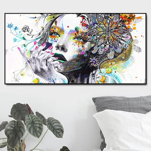 100% Hand Painted Abstract Girl Flower Art Oil Painting On Canvas Wall Art Frameless Picture Decoration For Live Room Home Decor