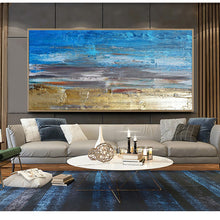 Load image into Gallery viewer, Wall decor painting blue acrylic canvas pictures for living room abstract wall art hand painted canvas oil paintings horizontal - SallyHomey Life&#39;s Beautiful