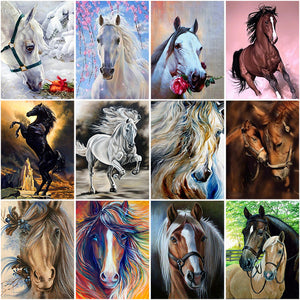 5D Diamond Painting Cross Stitch DIY Horse Animal Rhinestone Diamond Embroidery Full Round Drill Home Decor Gift - SallyHomey Life's Beautiful