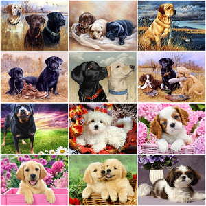 DIY 5D Diamond Painting Dog Diamond Embroidery Animal Mosaic Full Round Drill Cross Stitch Kits Rhinestones Handmade Gift Decor - SallyHomey Life's Beautiful