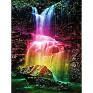 5D Diamond Painting Cross Stitch Diy Waterfall Scenery Full Round Drill Landscape Diamond Embroidery Mosaic Wall Art Decor - SallyHomey Life's Beautiful